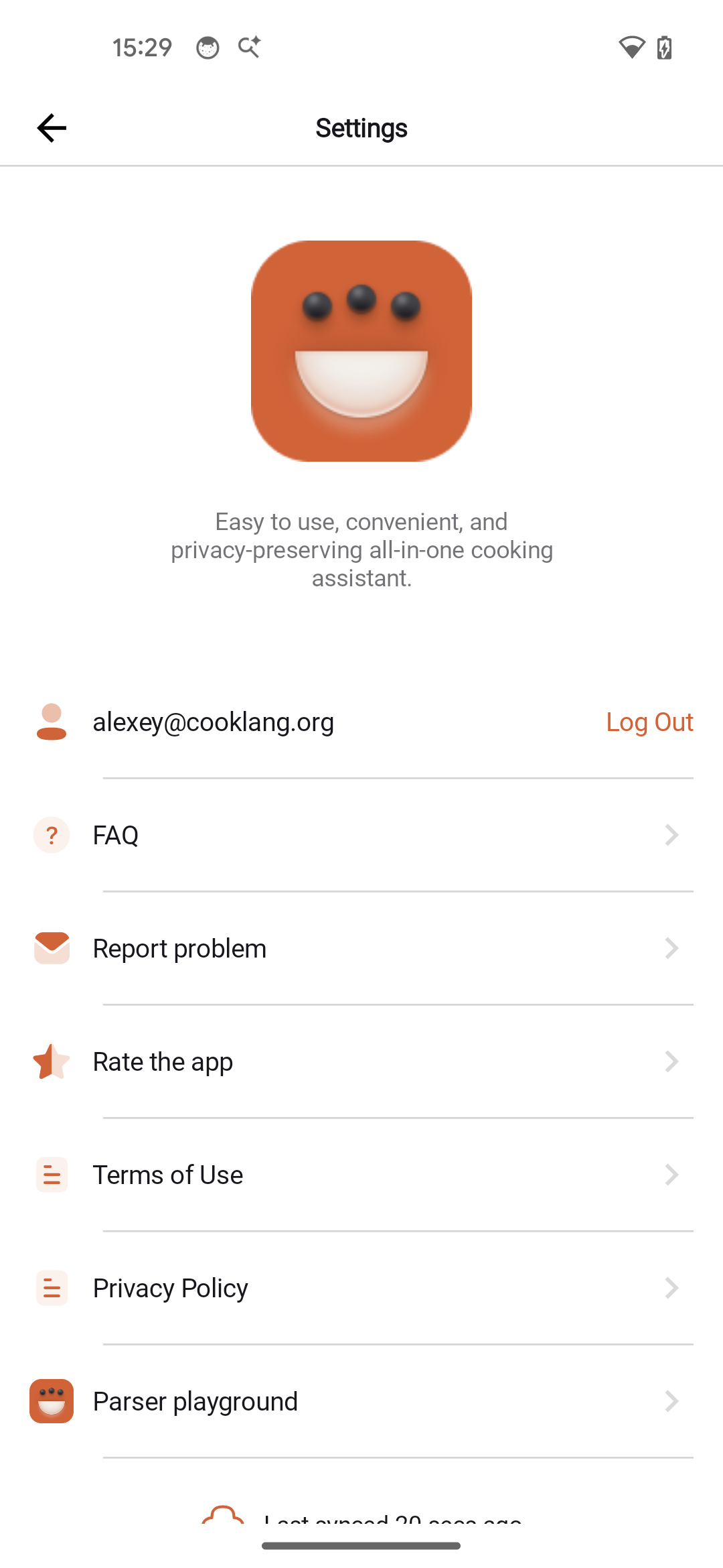 Settings with CookCloud account