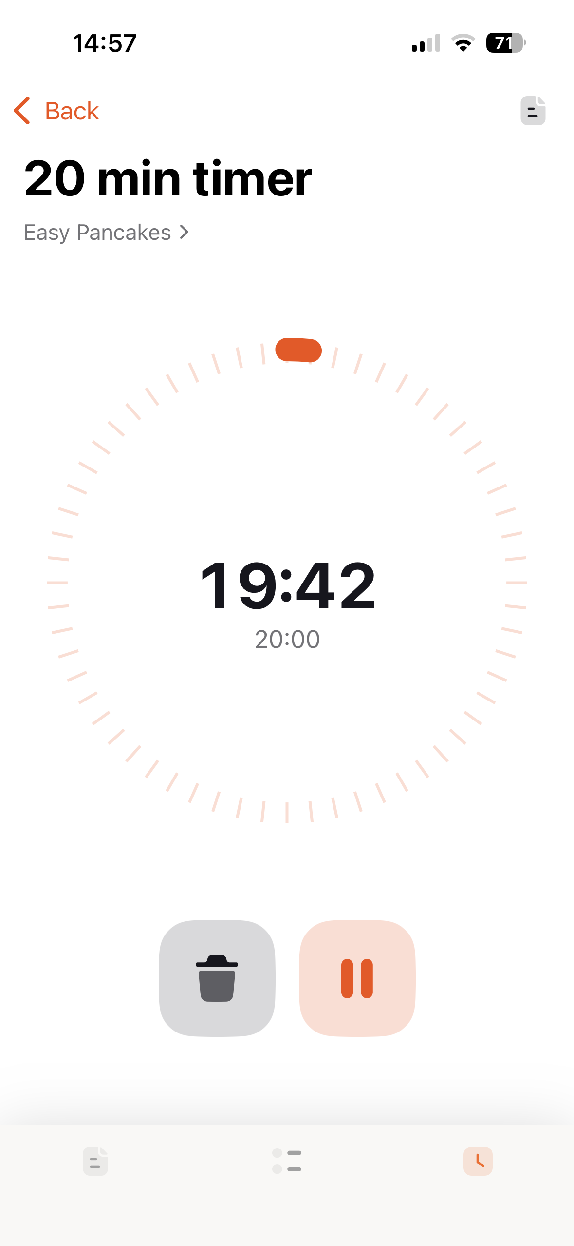 Timer detail with controls