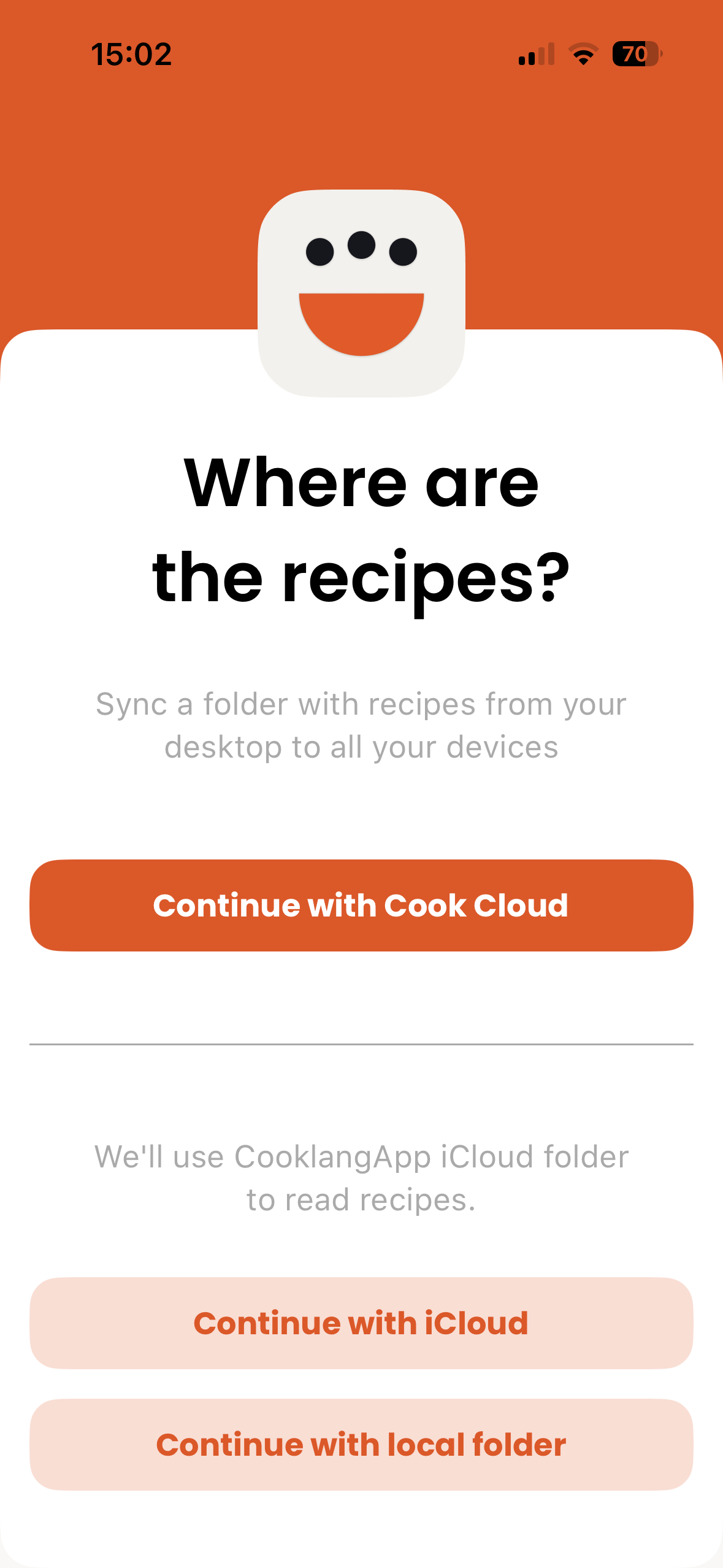 Choose how to sync your recipes